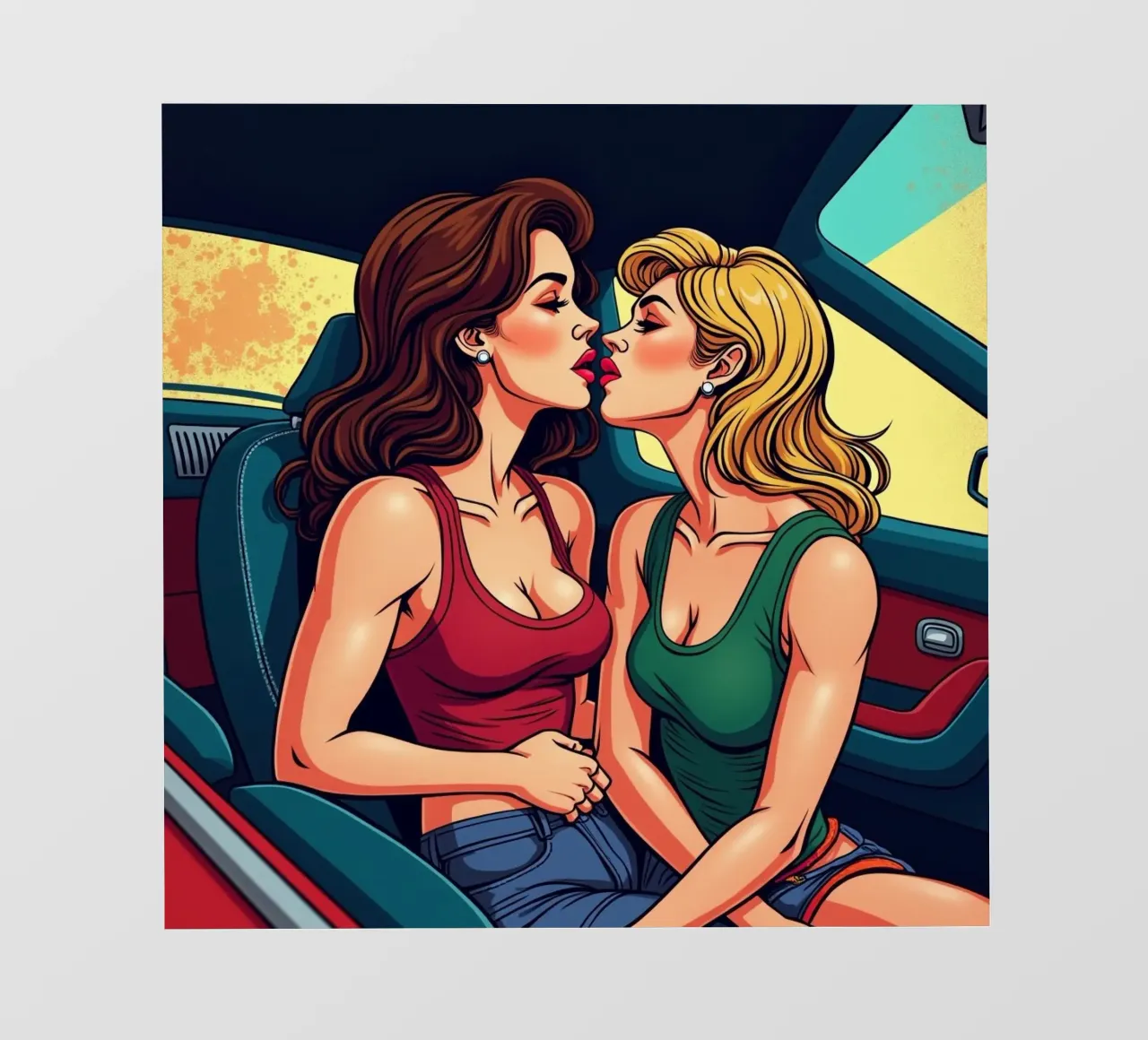 Liefde in de auto fotobehang van CASTILO