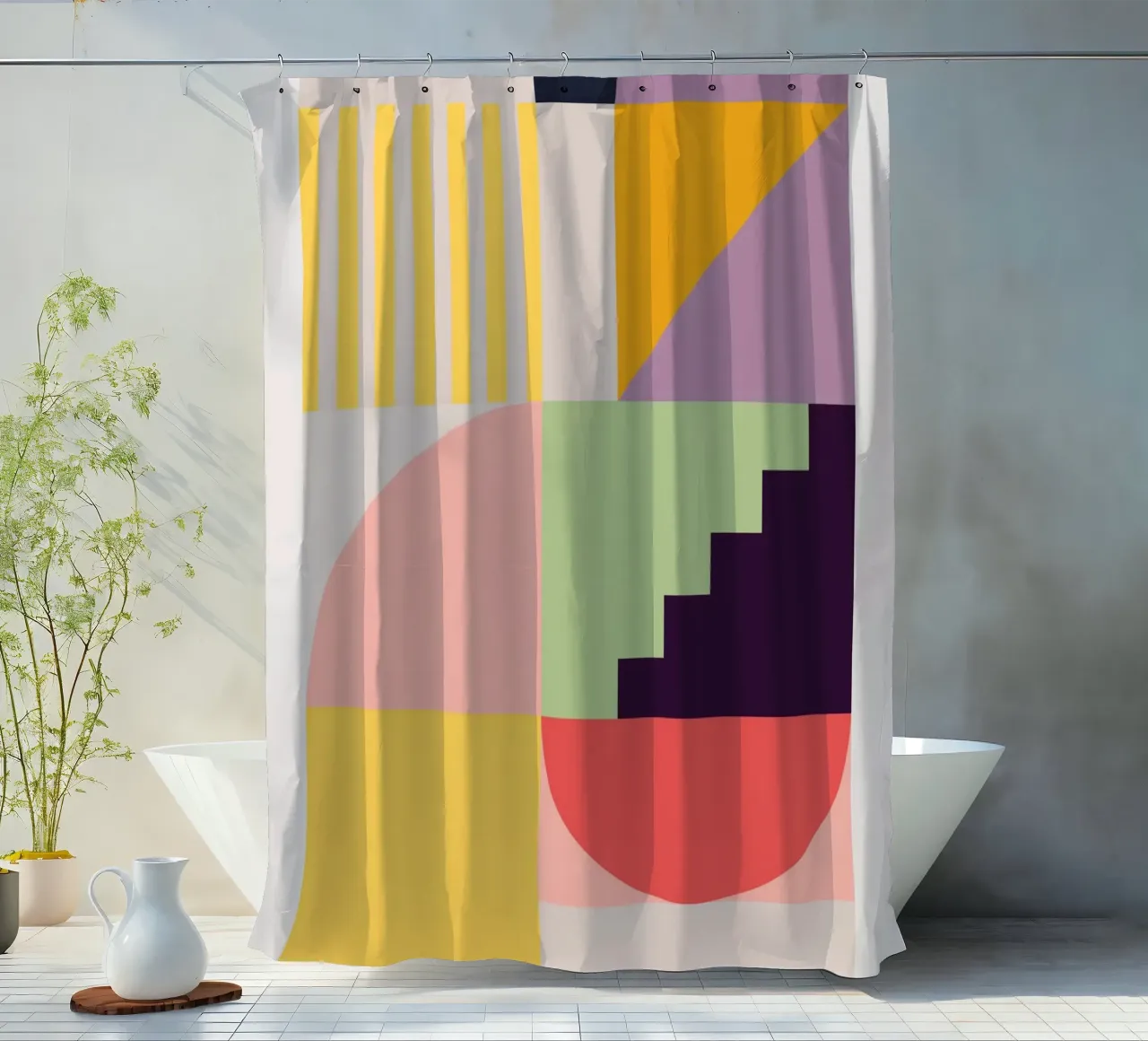 Colorful Geometric Abstraction 7 shower curtain by Gaite