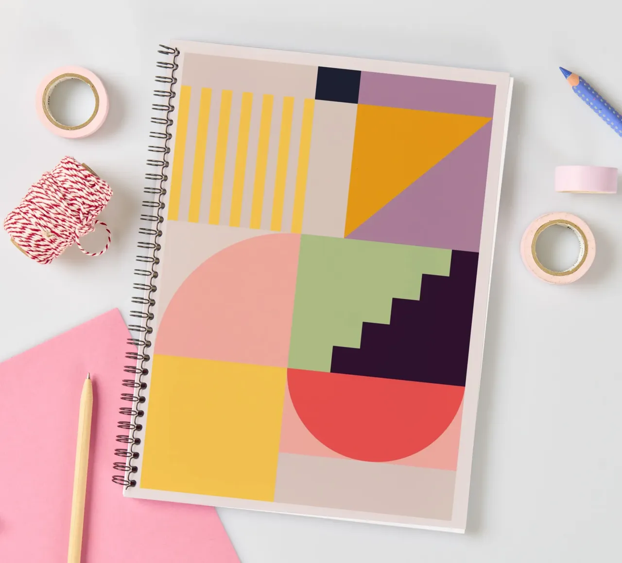Colorful Geometric Abstraction 7 spiral notebook by Gaite