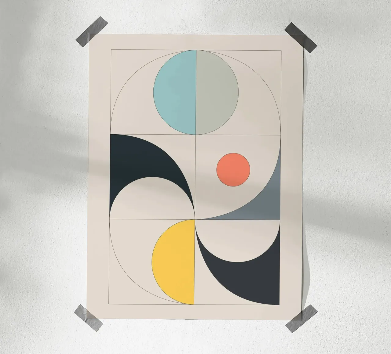 Geometria minimalista 16 poster con telaio in legno da Gaite