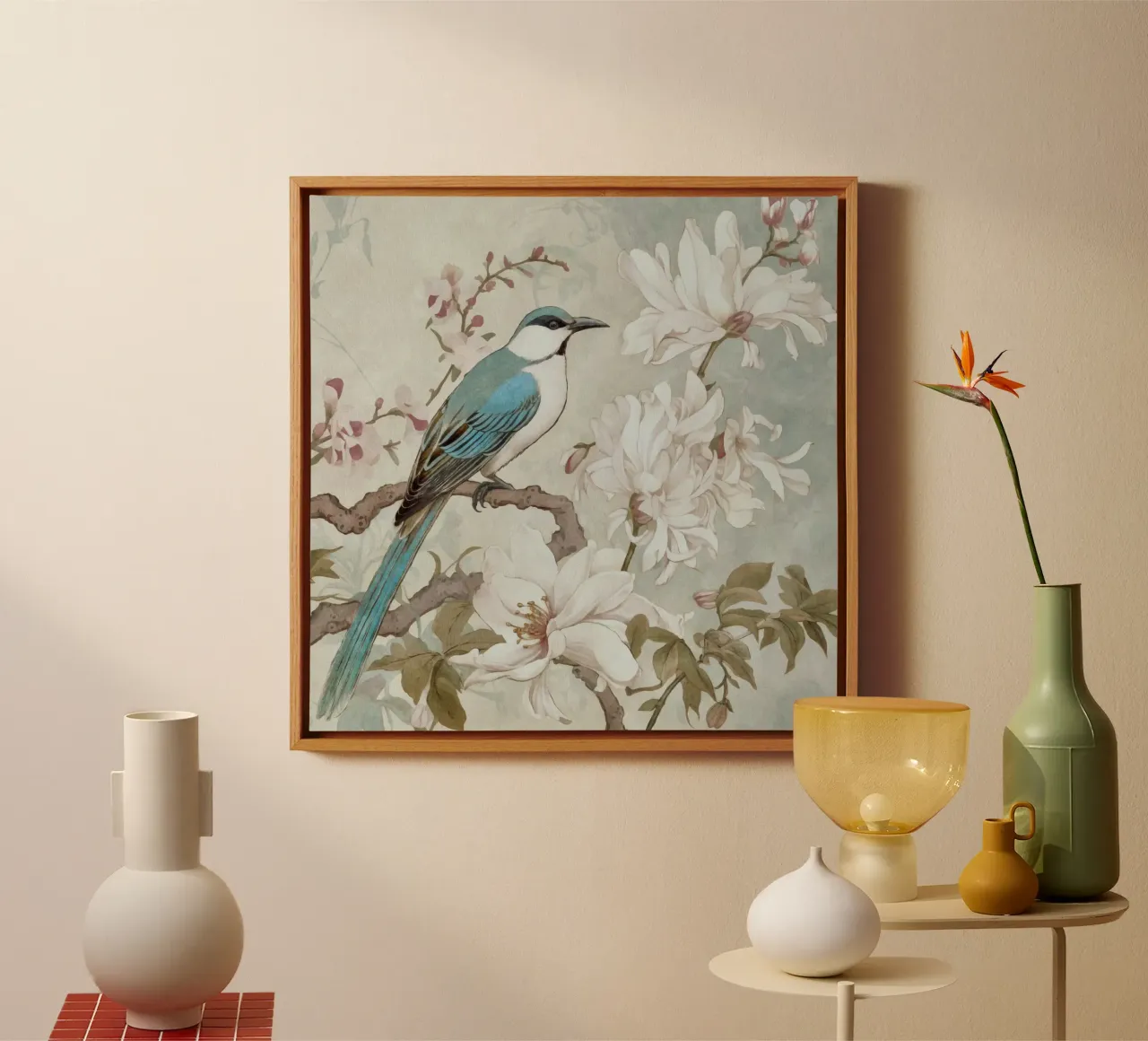 Spring Bird Nostalgia canvas with Floater frame by Andrea Haase Vintage World