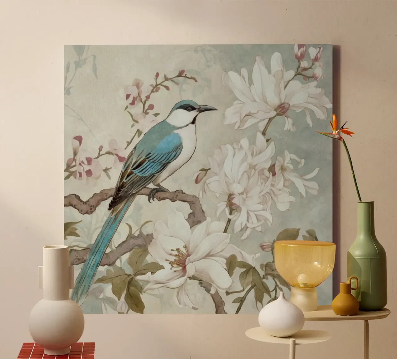 Spring Bird Nostalgia canvas with Floater frame by Andrea Haase Vintage World