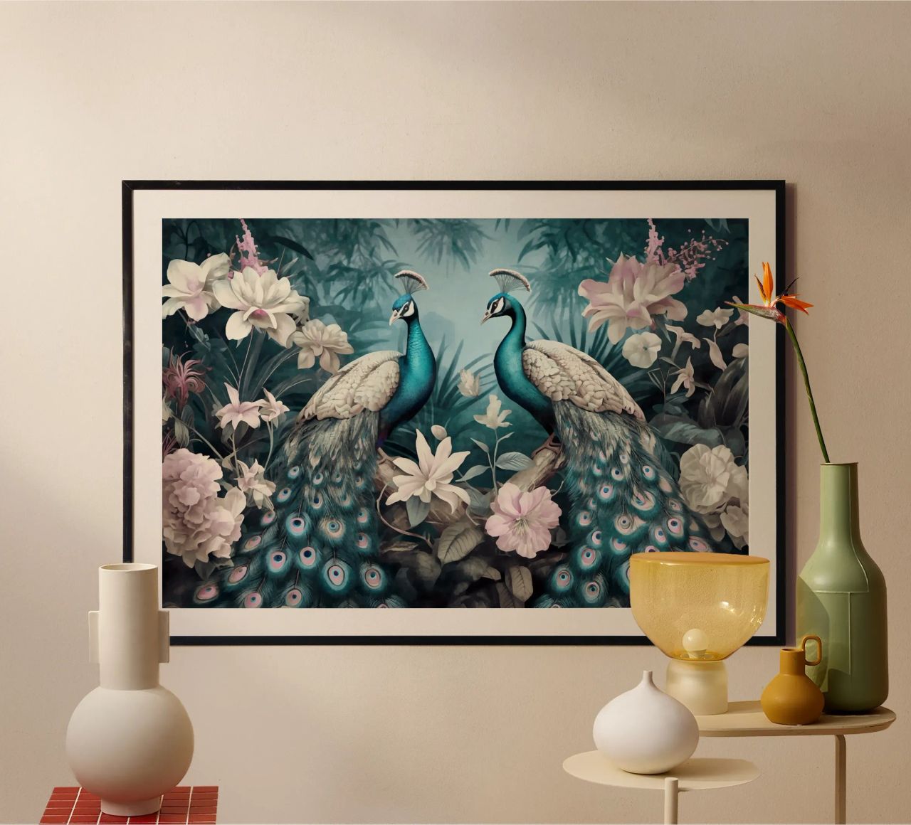 Peacocks Mystic Jungle Paradise poster by Andrea Haase Vintage World