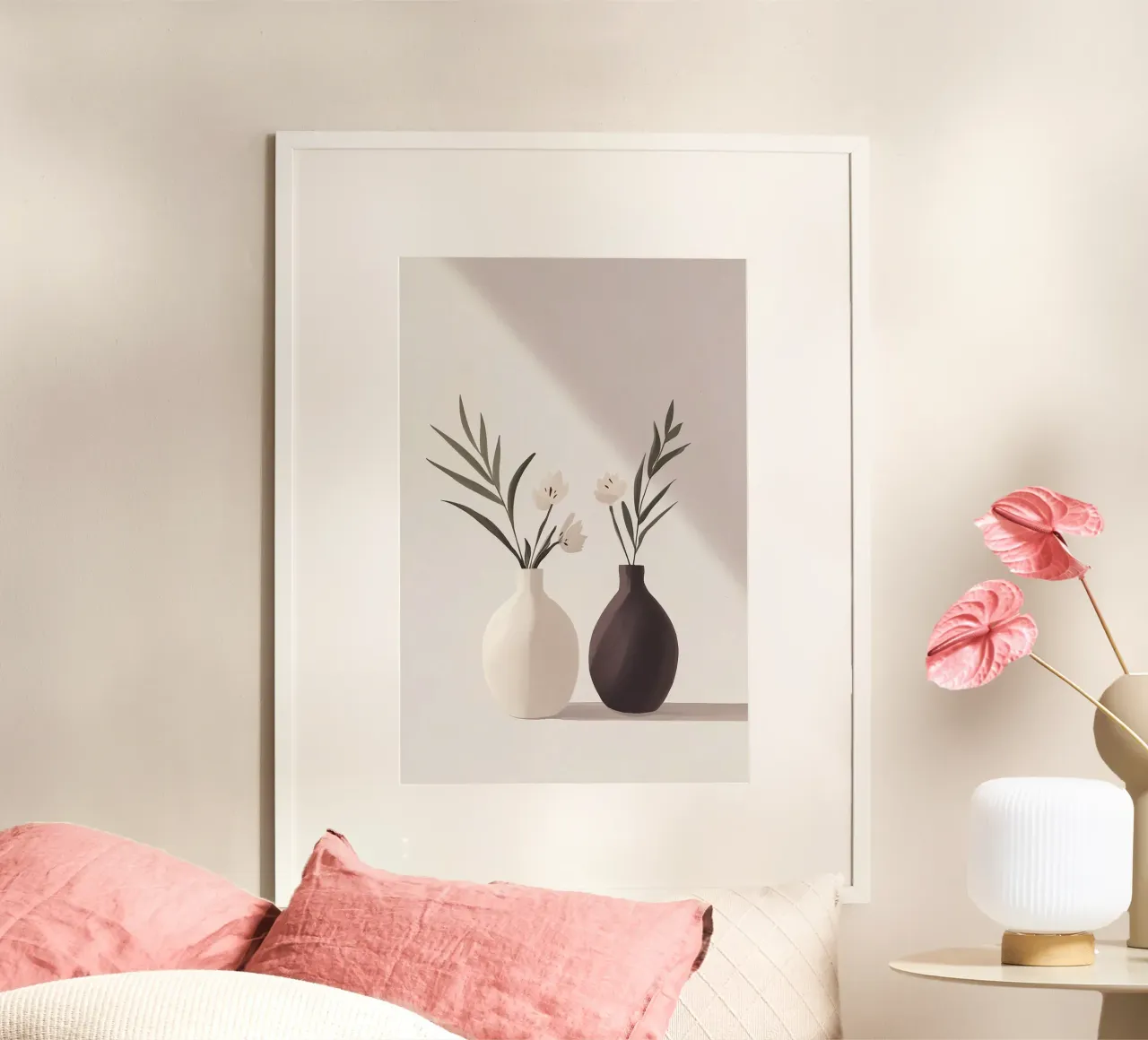 Douce magie des fleurs boho poster avec cadre en plastique de Carinaprint