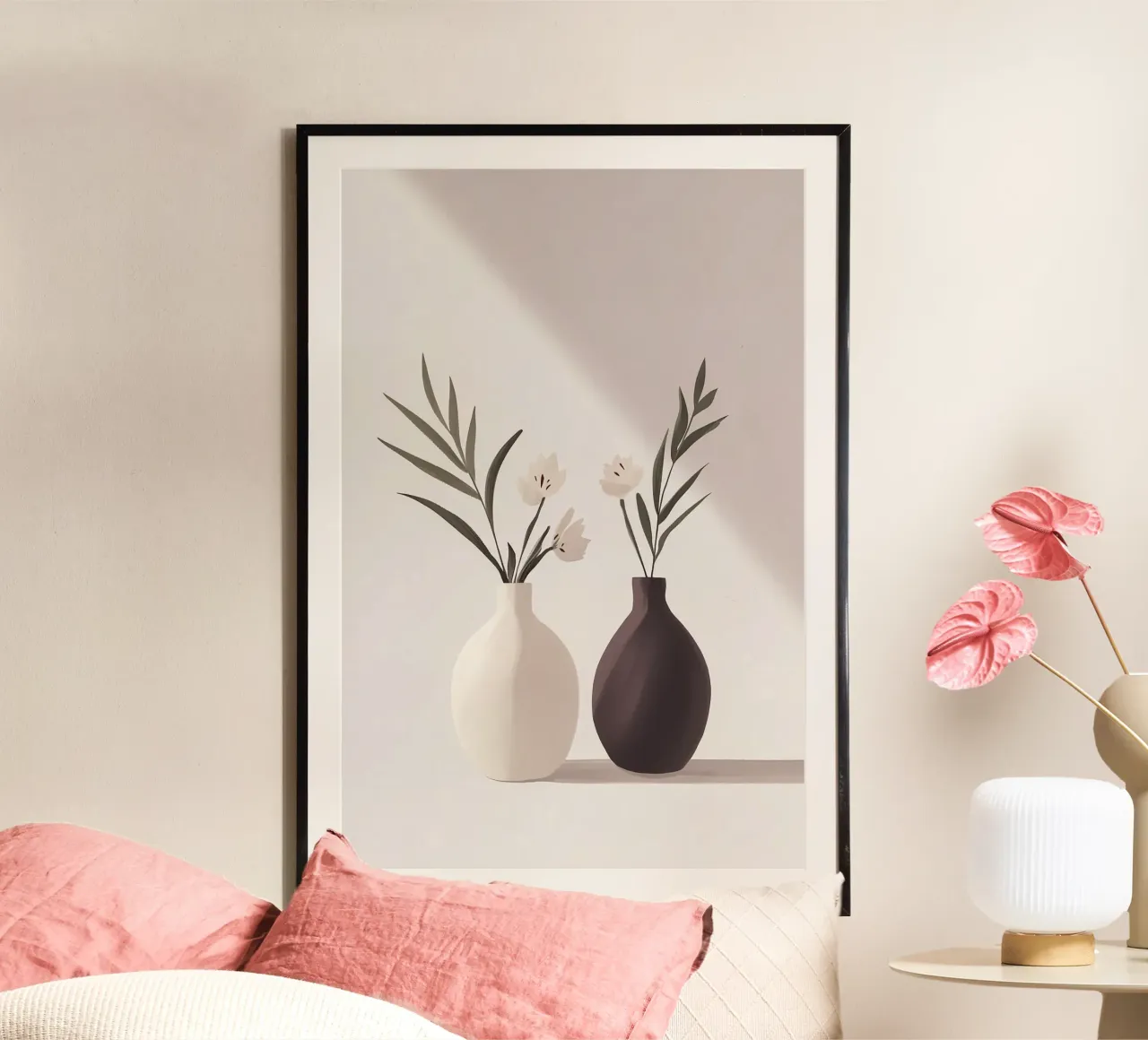 Douce magie des fleurs boho poster avec cadre en plastique de Carinaprint