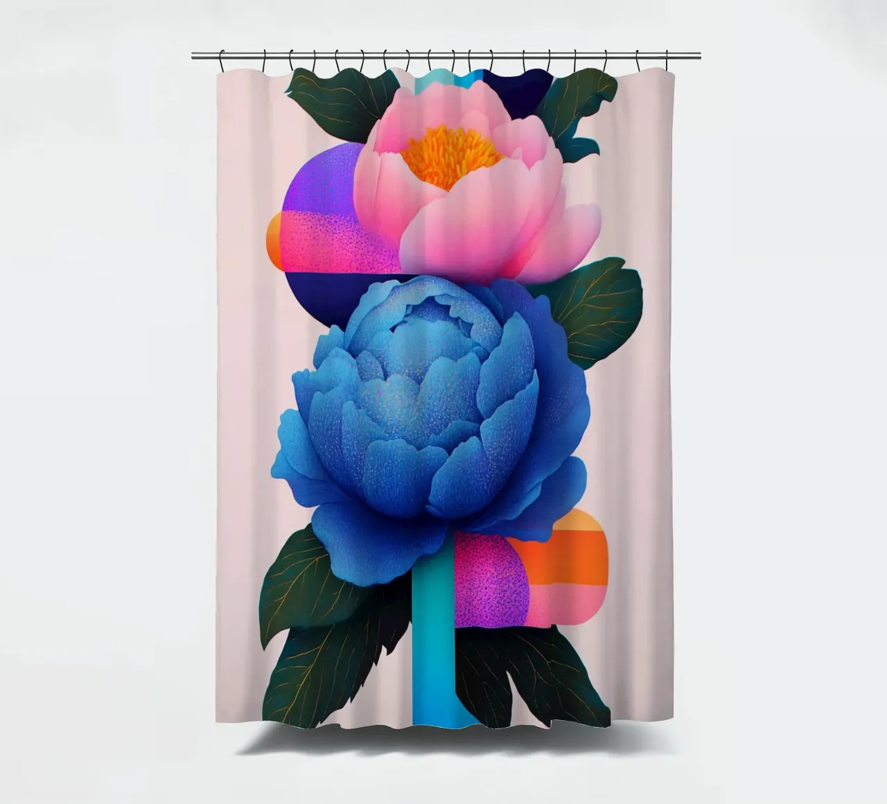 Peonie geometriche pop tenda da doccia da Carinaprint