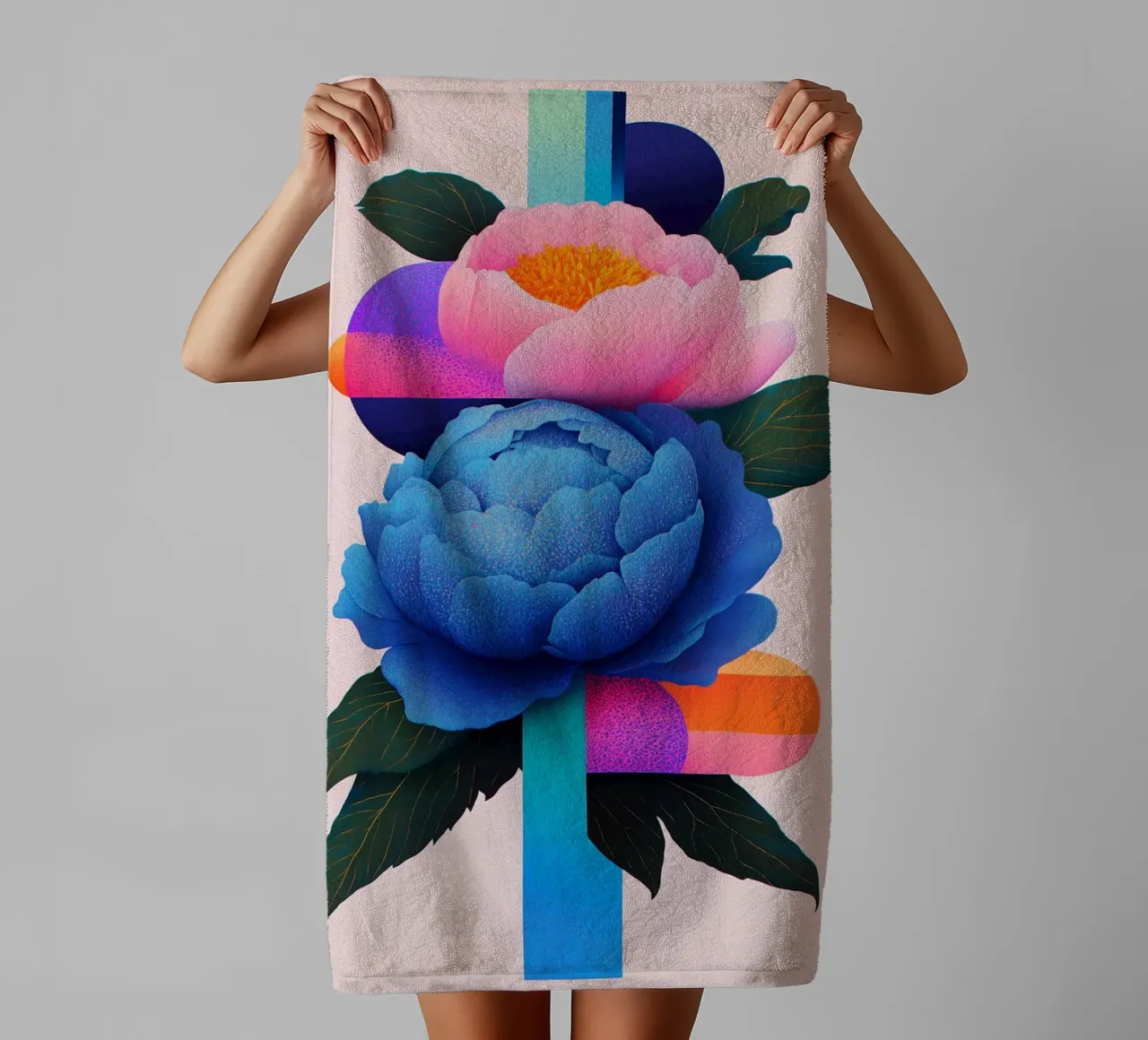 Peonie geometriche pop asciugamano da bagno da Carinaprint