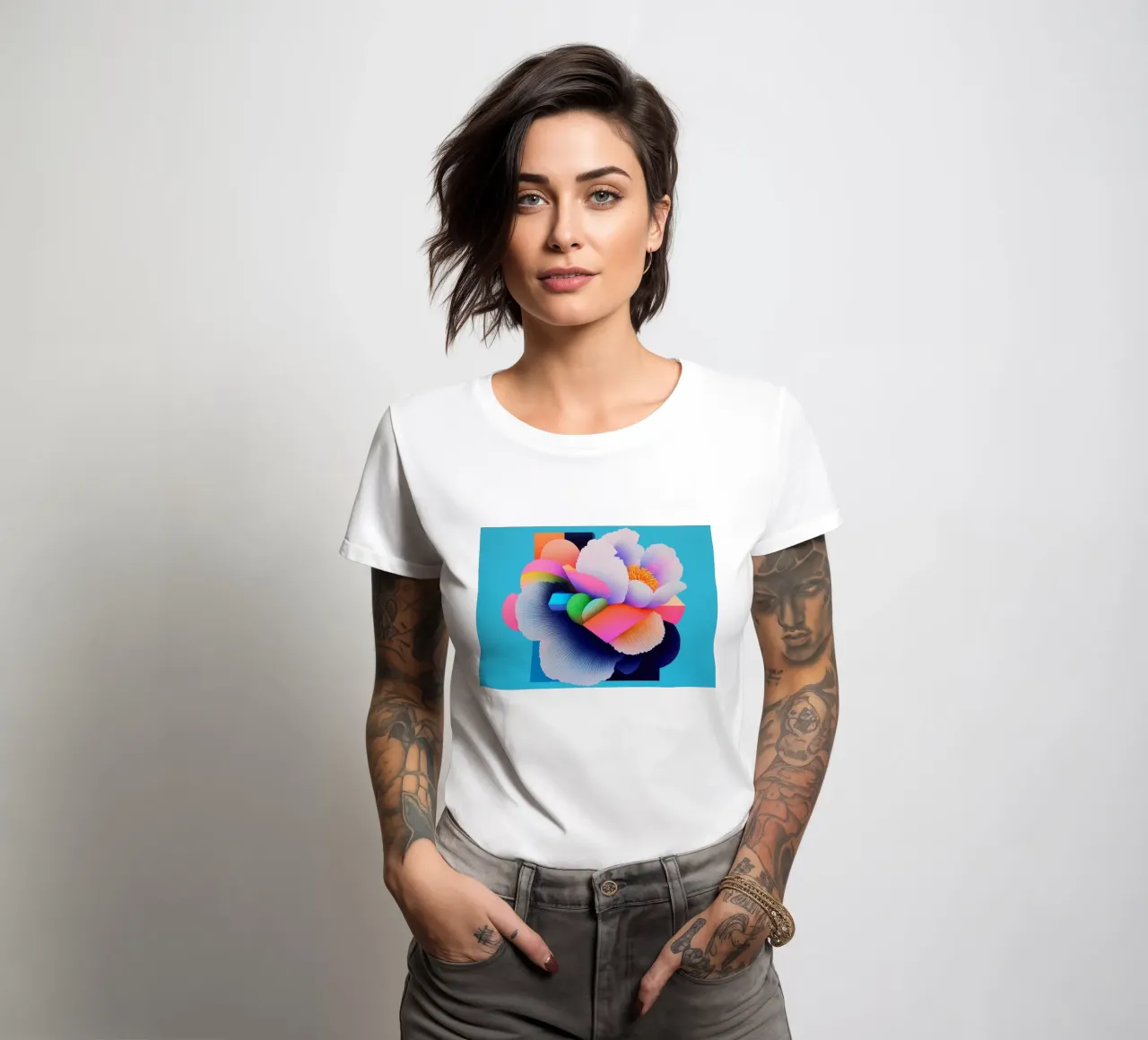 Peonie simmetriche pop t-shirt da donna da Carinaprint