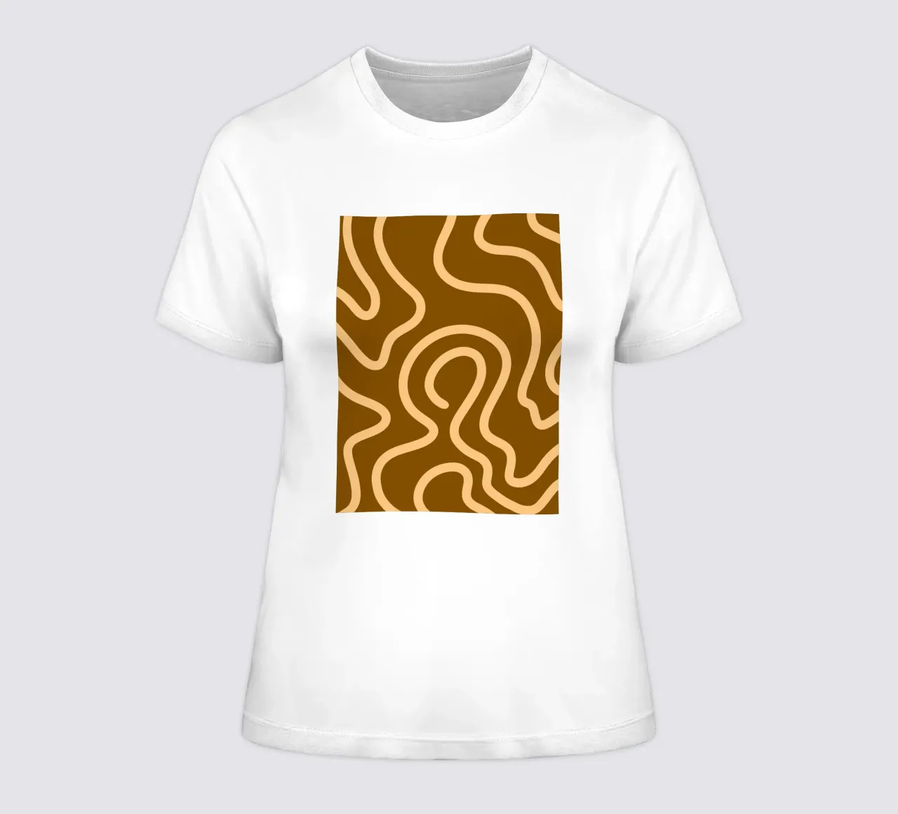 Yellow Line Brown Background women's fitted t-shirt by MODERN NUANCE