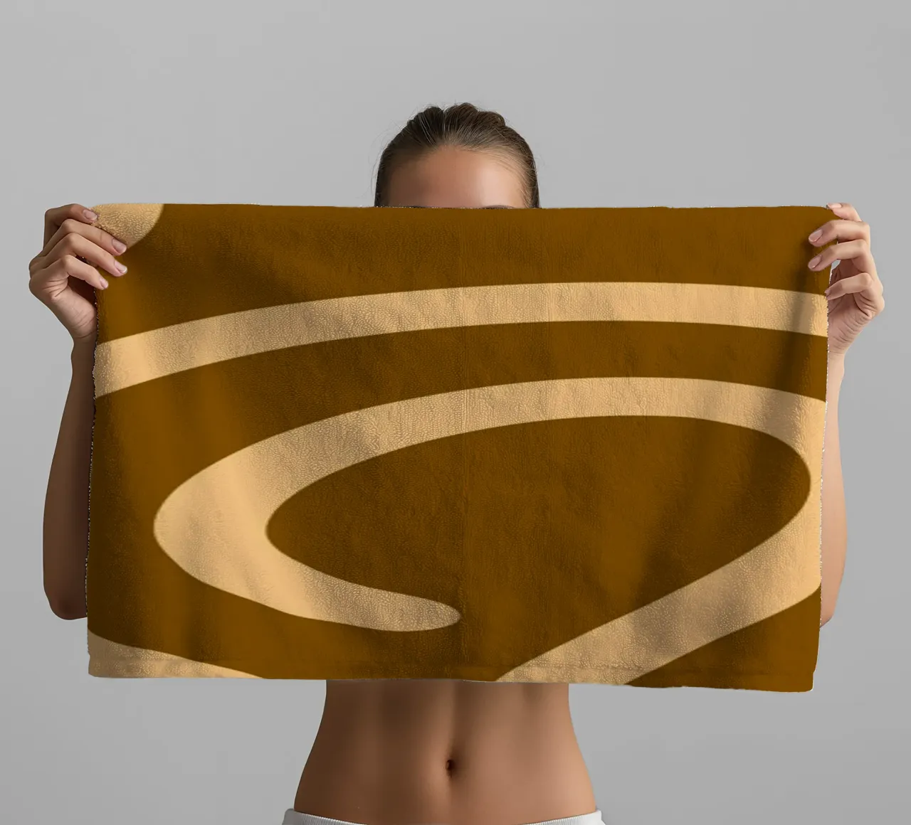 Yellow Line Brown Background towel by MODERN NUANCE