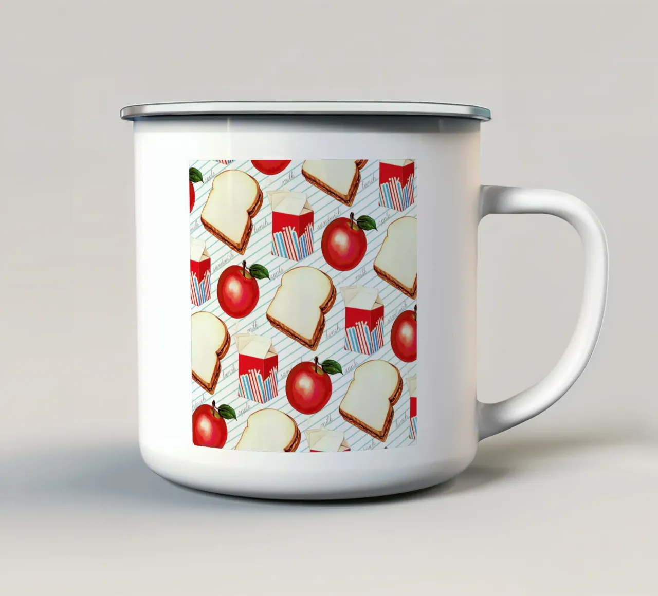 Lunch Patterns Lunch Ruled Emaille Tasse von Kelly Gilleran