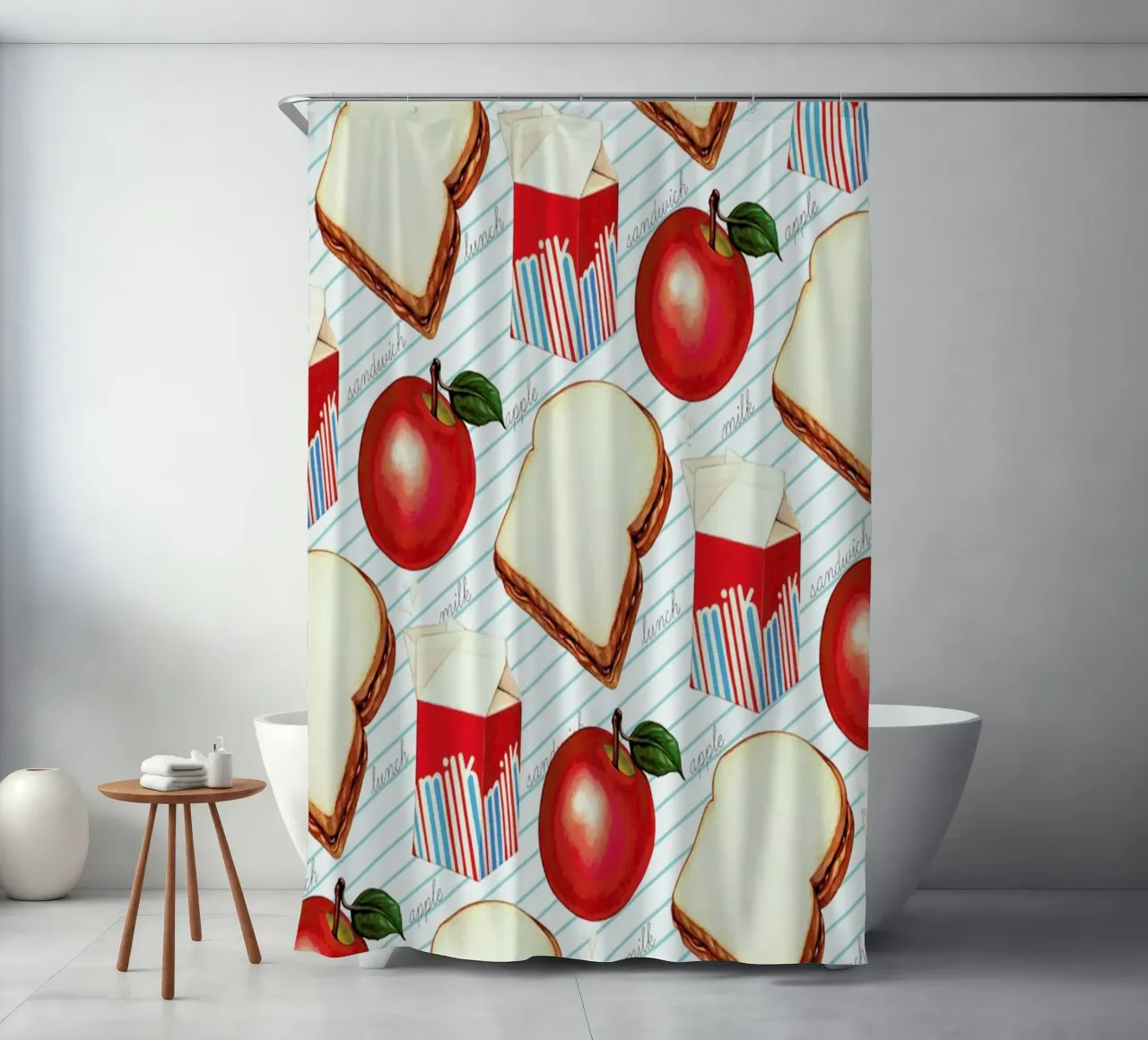 Lunch Patterns Lunch Ruled tenda da doccia da Kelly Gilleran