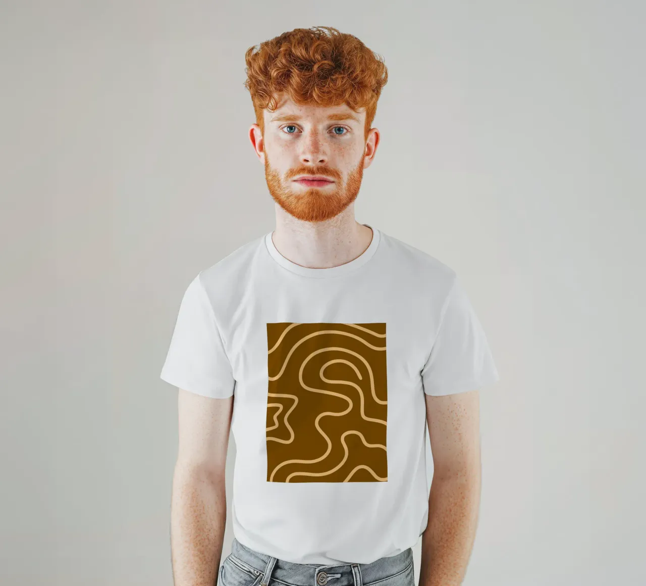 Yellow Line Brown Background t-shirt by MODERN NUANCE