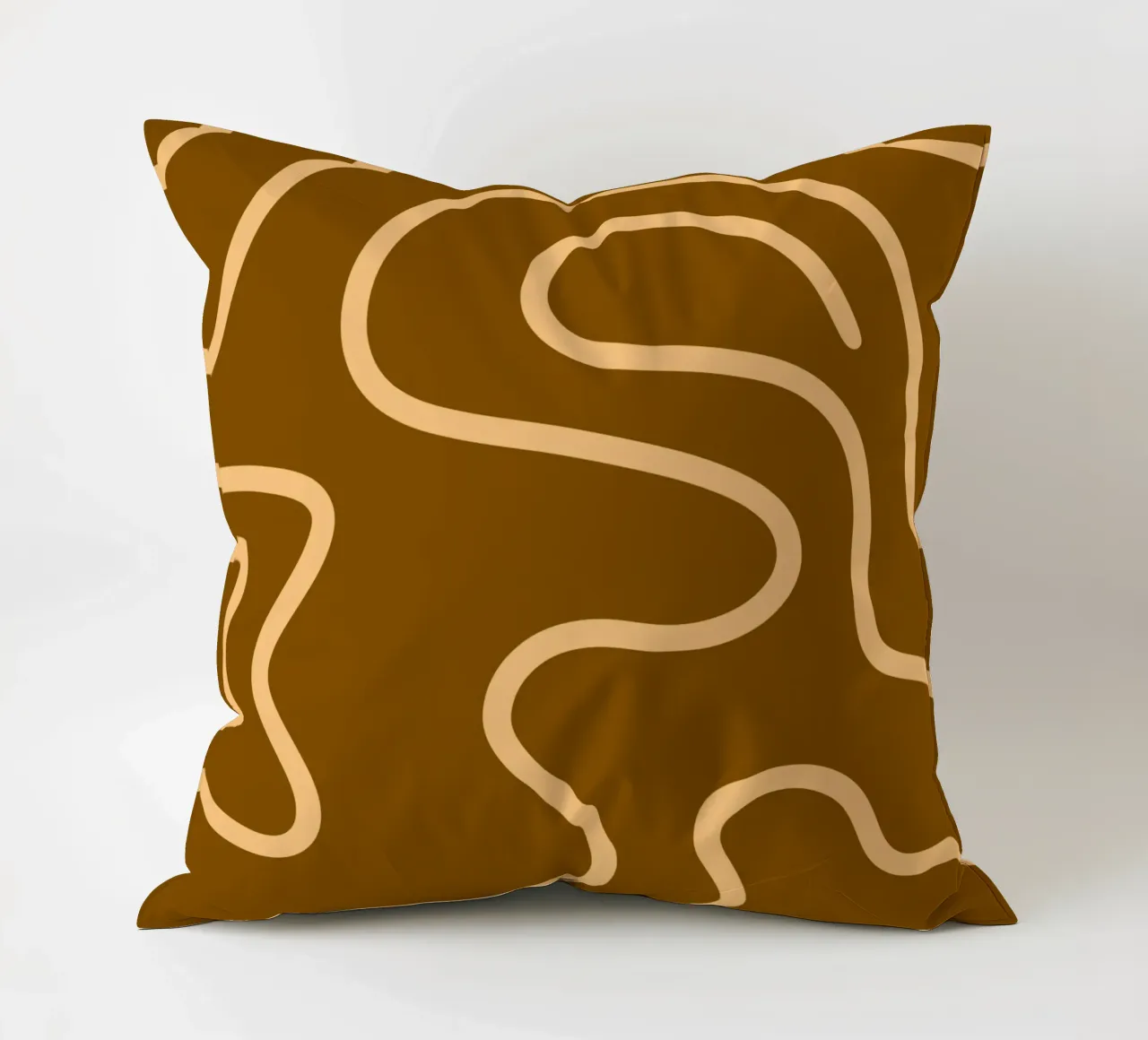 Yellow Line Brown Background decorative cushion by MODERN NUANCE