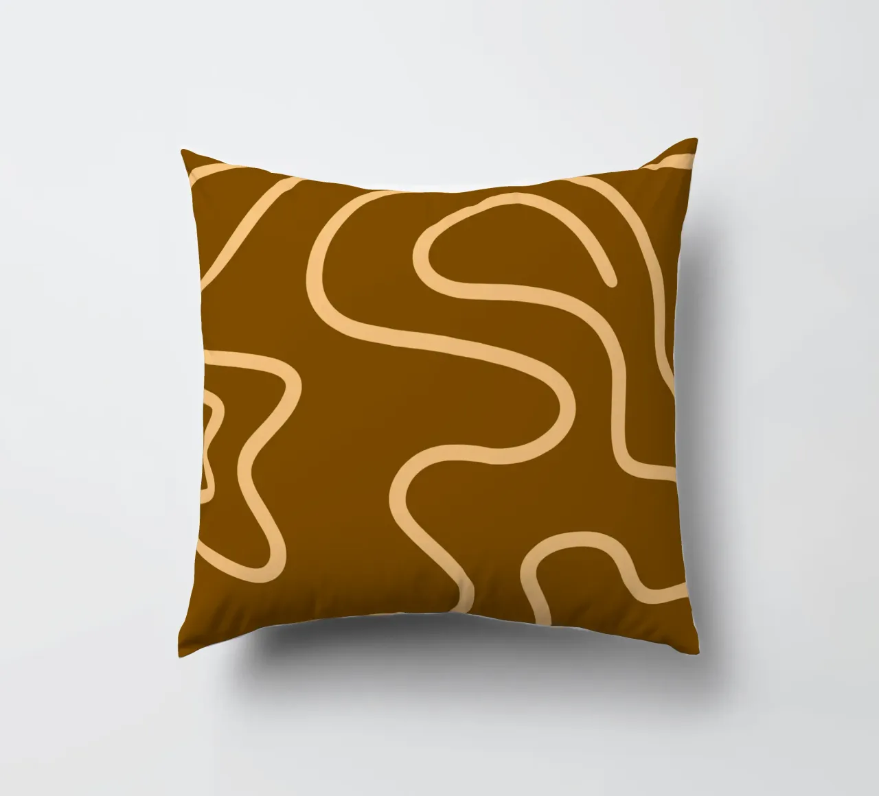 Yellow Line Brown Background decorative cushion by MODERN NUANCE