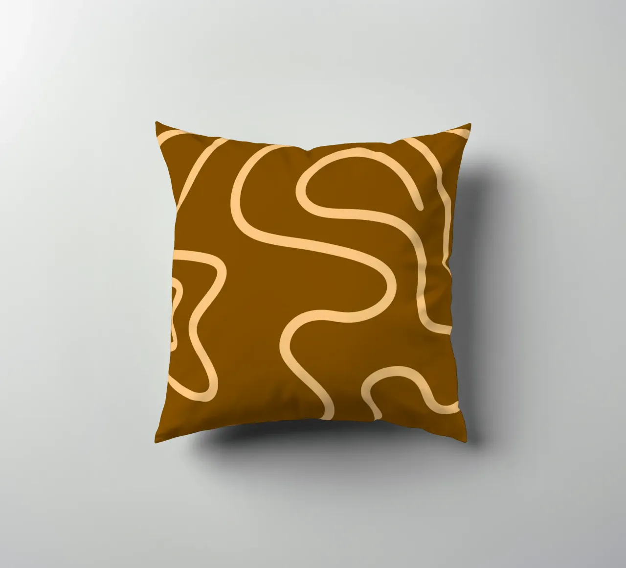 Yellow Line Brown Background decorative cushion by MODERN NUANCE