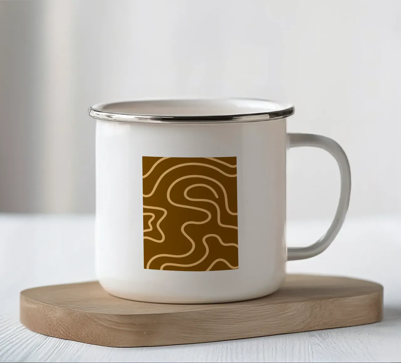 Linea gialla Sfondo marrone tazza in smalto da MODERN NUANCE