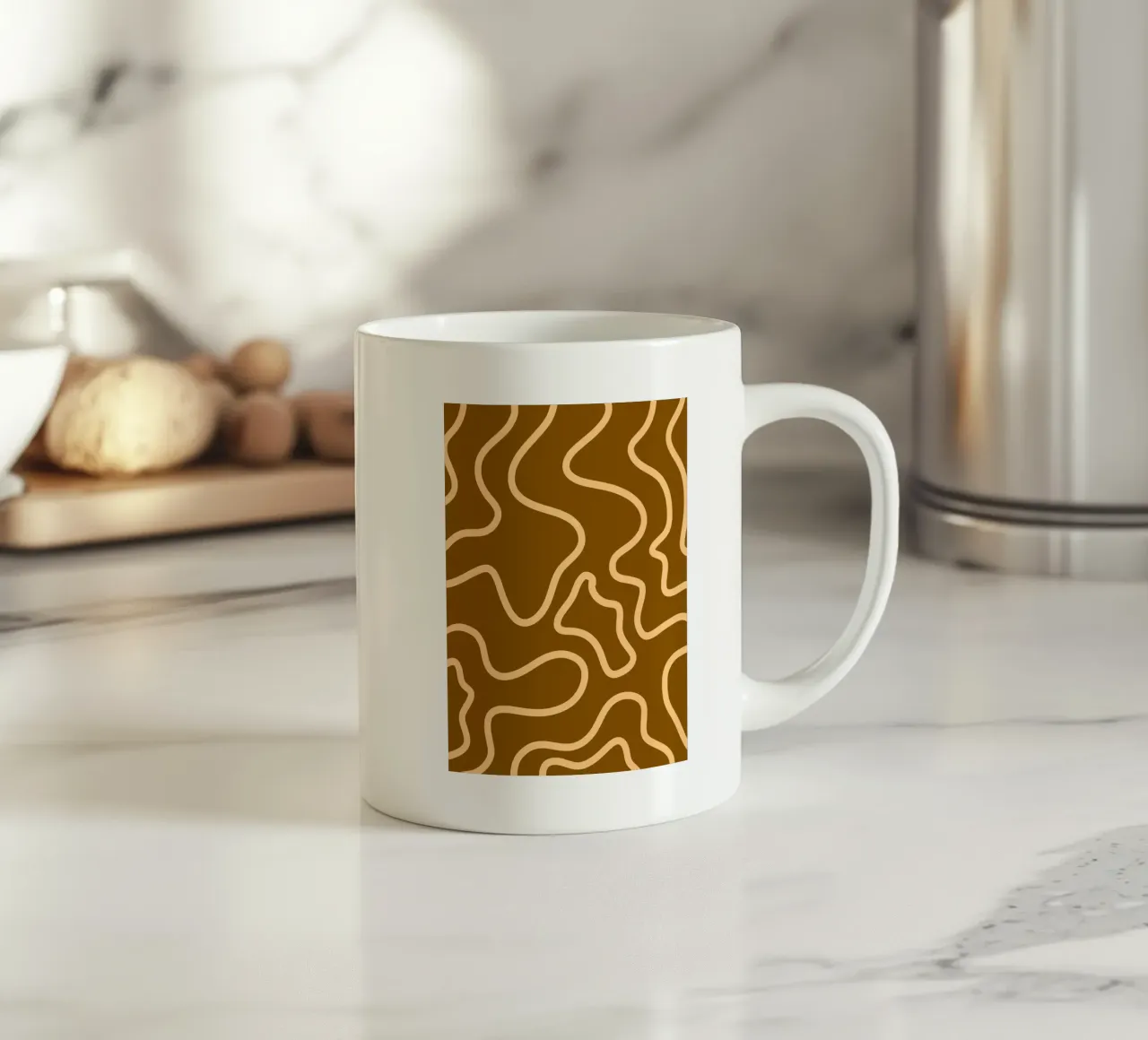 Linea gialla Sfondo marrone tazza in ceramica da MODERN NUANCE