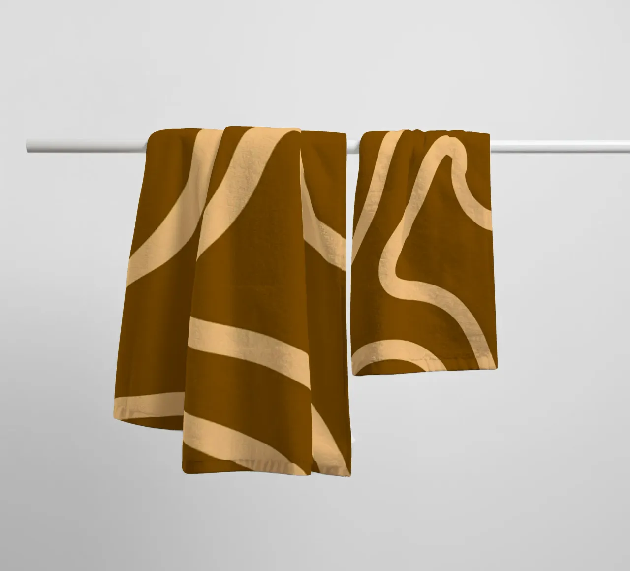 Yellow Line Brown Background towel by MODERN NUANCE
