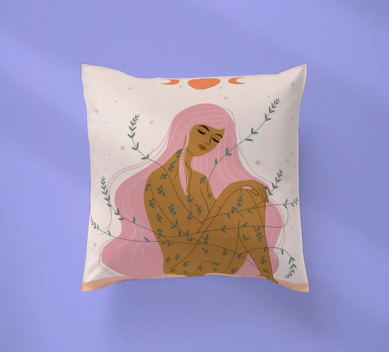 Mystical Moon Goddess decorative cushion by Veiled Canvas