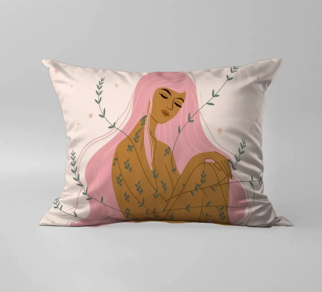 Mystical Moon Goddess decorative cushion by Veiled Canvas