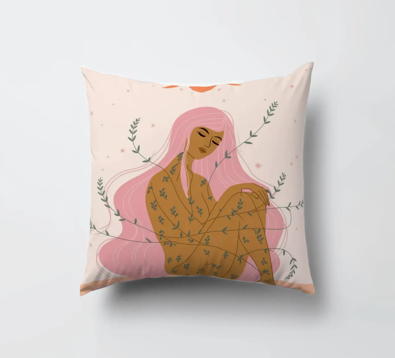 Mystical Moon Goddess decorative cushion by Veiled Canvas