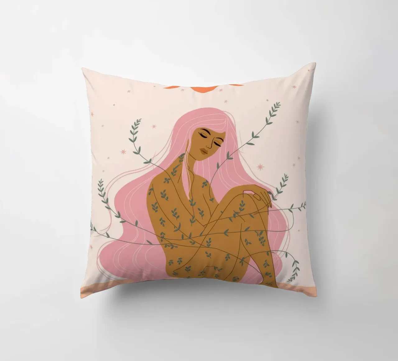 Mystical Moon Goddess decorative cushion by Veiled Canvas