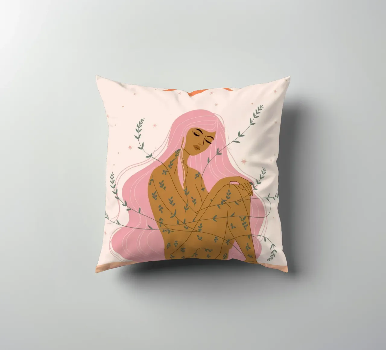 Mystical Moon Goddess decorative cushion by Veiled Canvas
