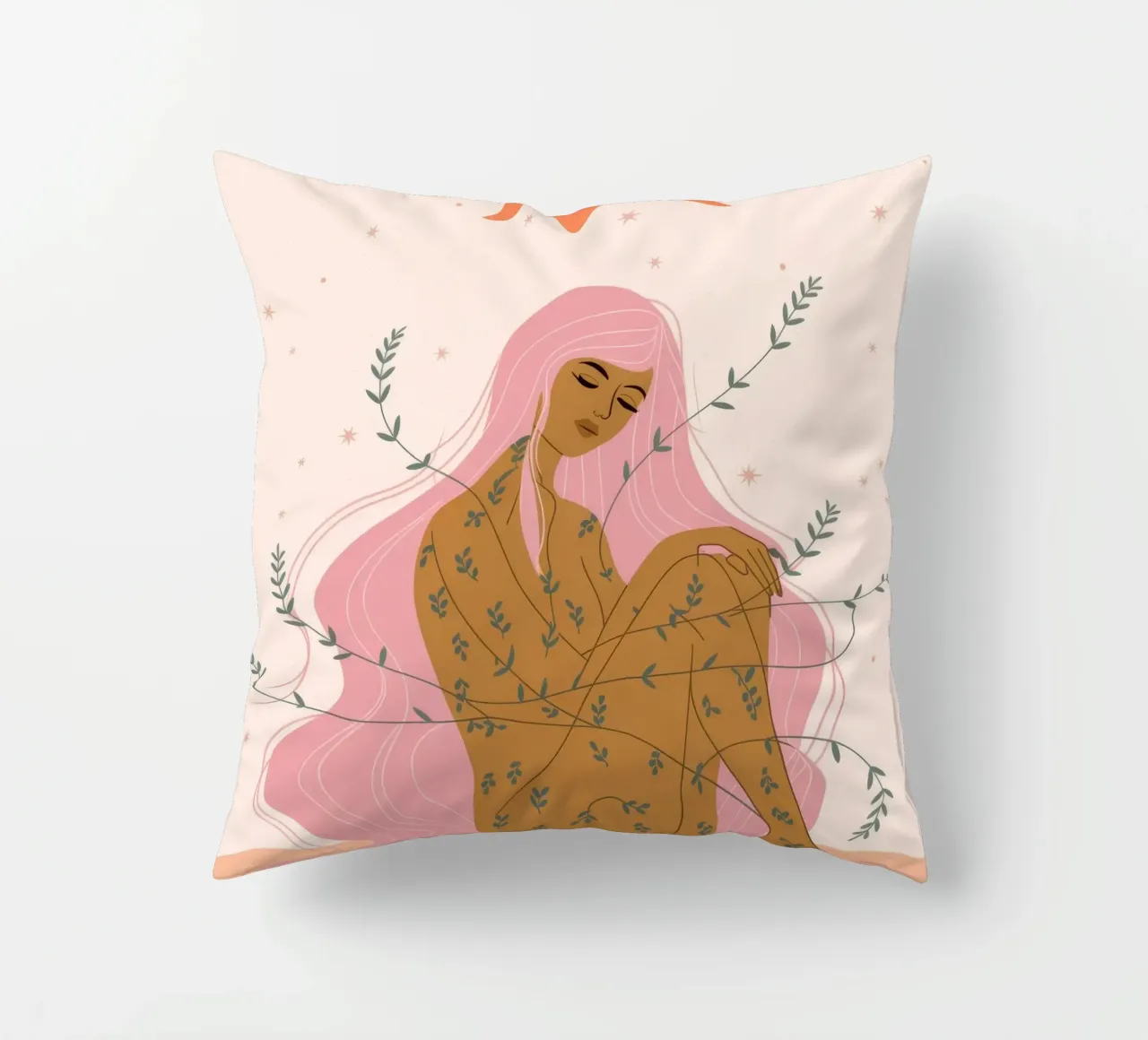 Mystical Moon Goddess decorative cushion by Veiled Canvas