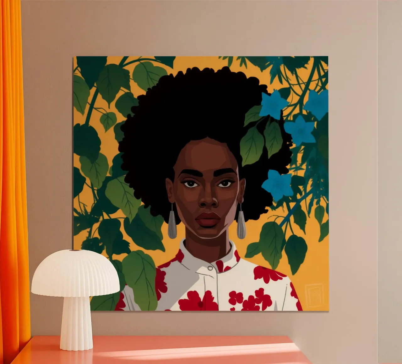Ritratto a foglie vibranti poster con telaio in plastica da Veiled Canvas