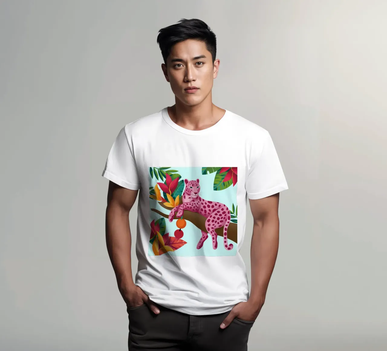 Leopardo rosa esotico t-shirt da Veiled Canvas