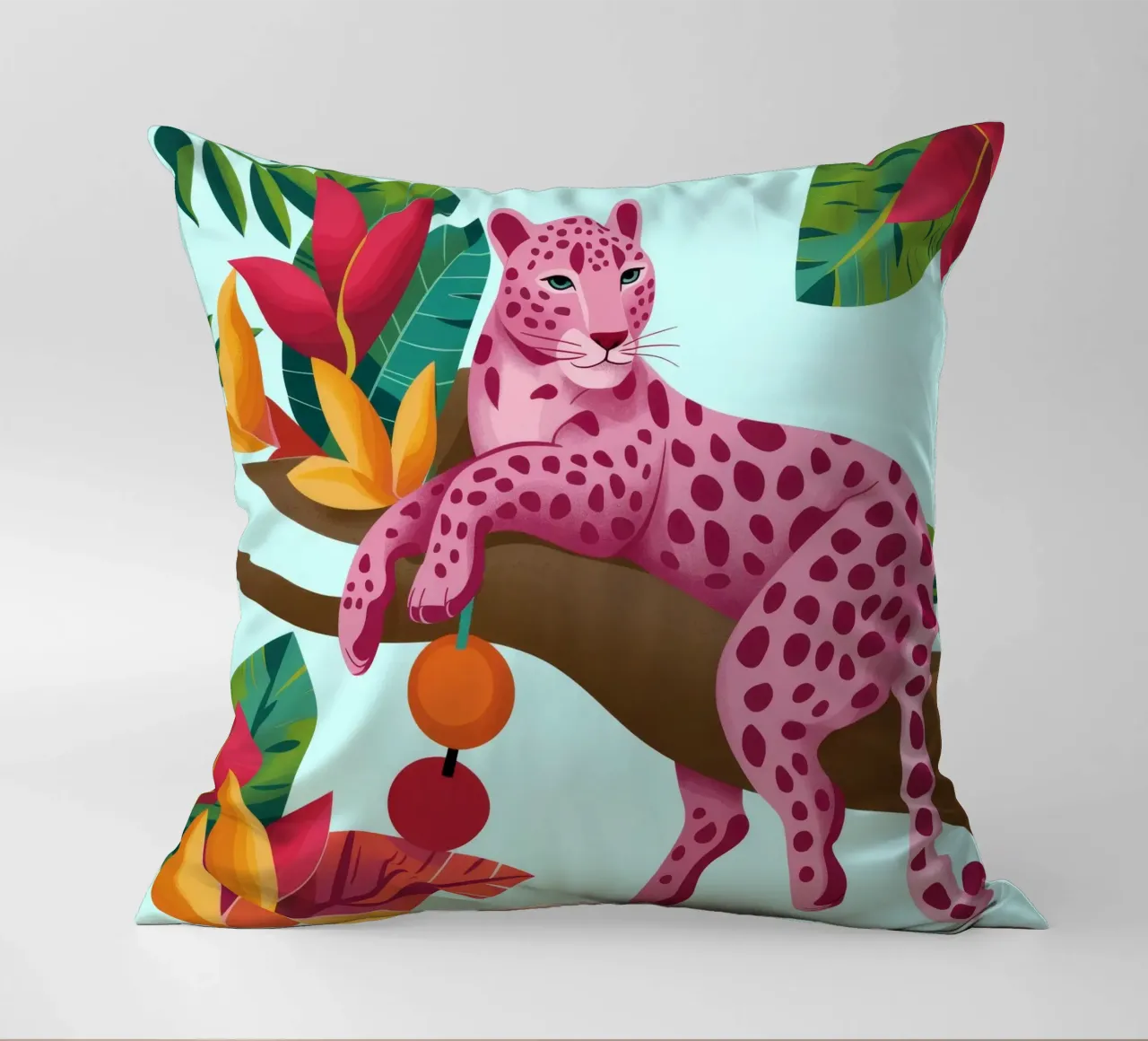 Leopardo rosa esotico cuscino da Veiled Canvas