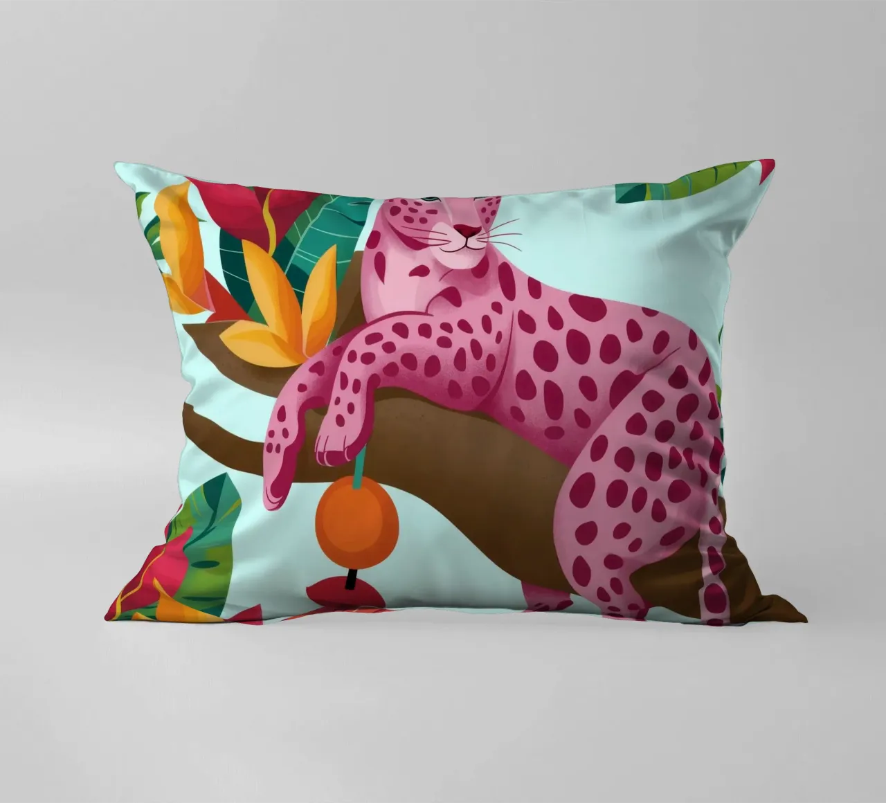 Leopardo rosa esotico cuscino da Veiled Canvas
