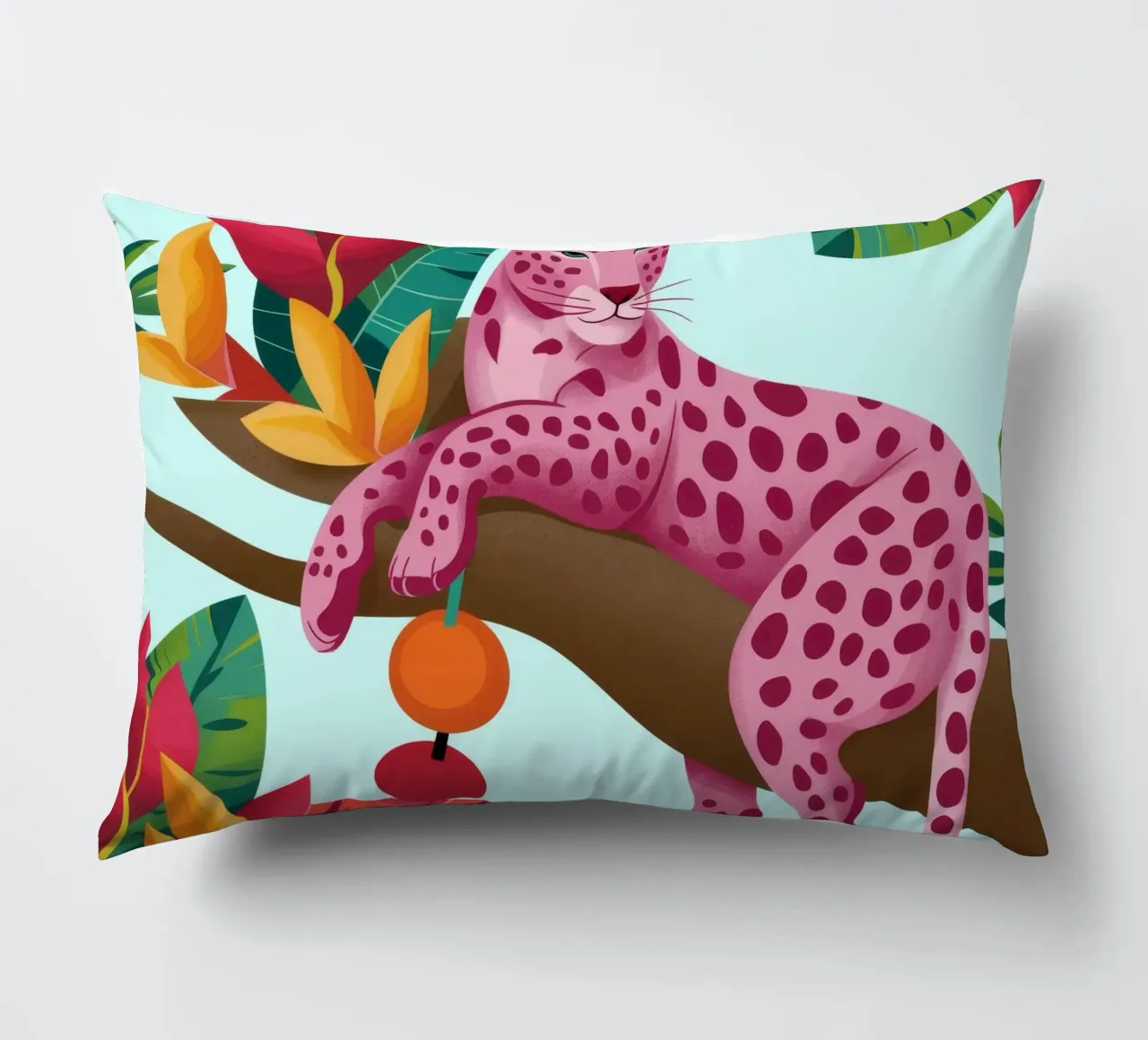 Leopardo rosa esotico cuscino da Veiled Canvas