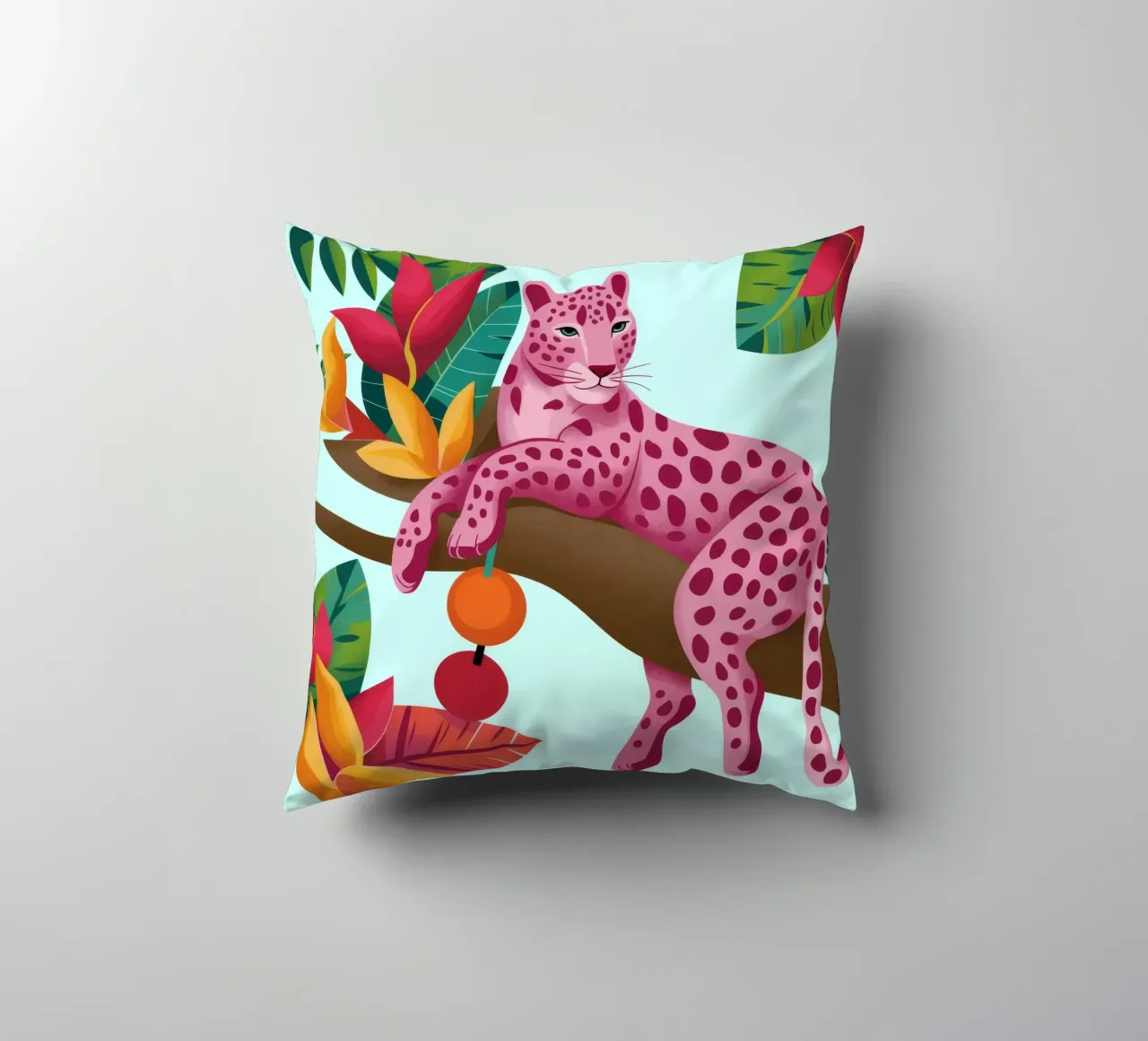 Leopardo rosa esotico cuscino da Veiled Canvas