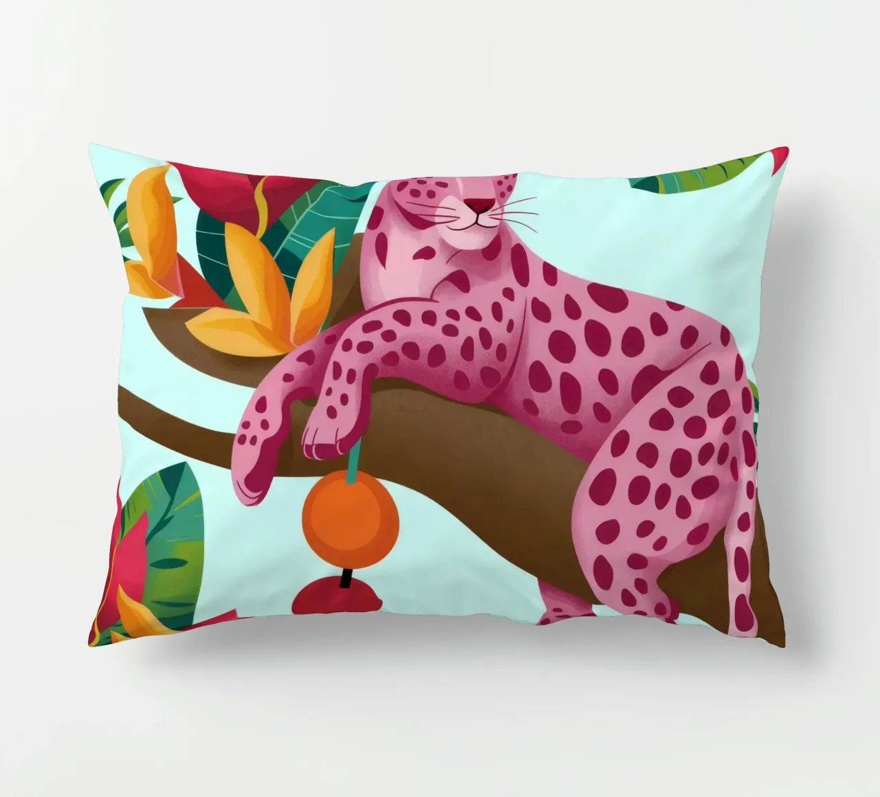 Leopardo rosa esotico cuscino da Veiled Canvas