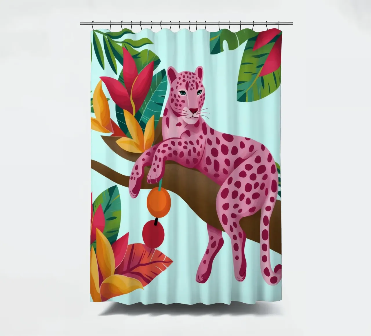 Leopardo rosa esotico tenda da doccia da Veiled Canvas