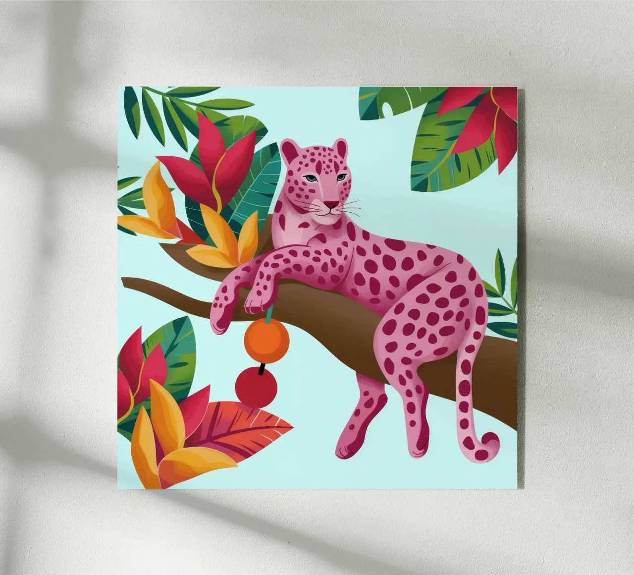 Leopardo rosa esotico plexiglass da Veiled Canvas