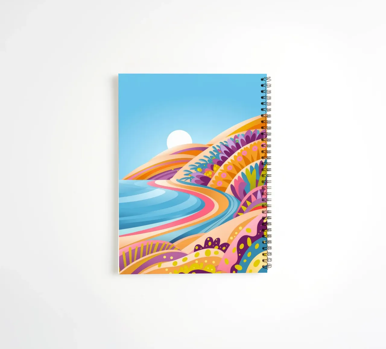 Colorful Coastal Waves spiral notebook by Veiled Canvas