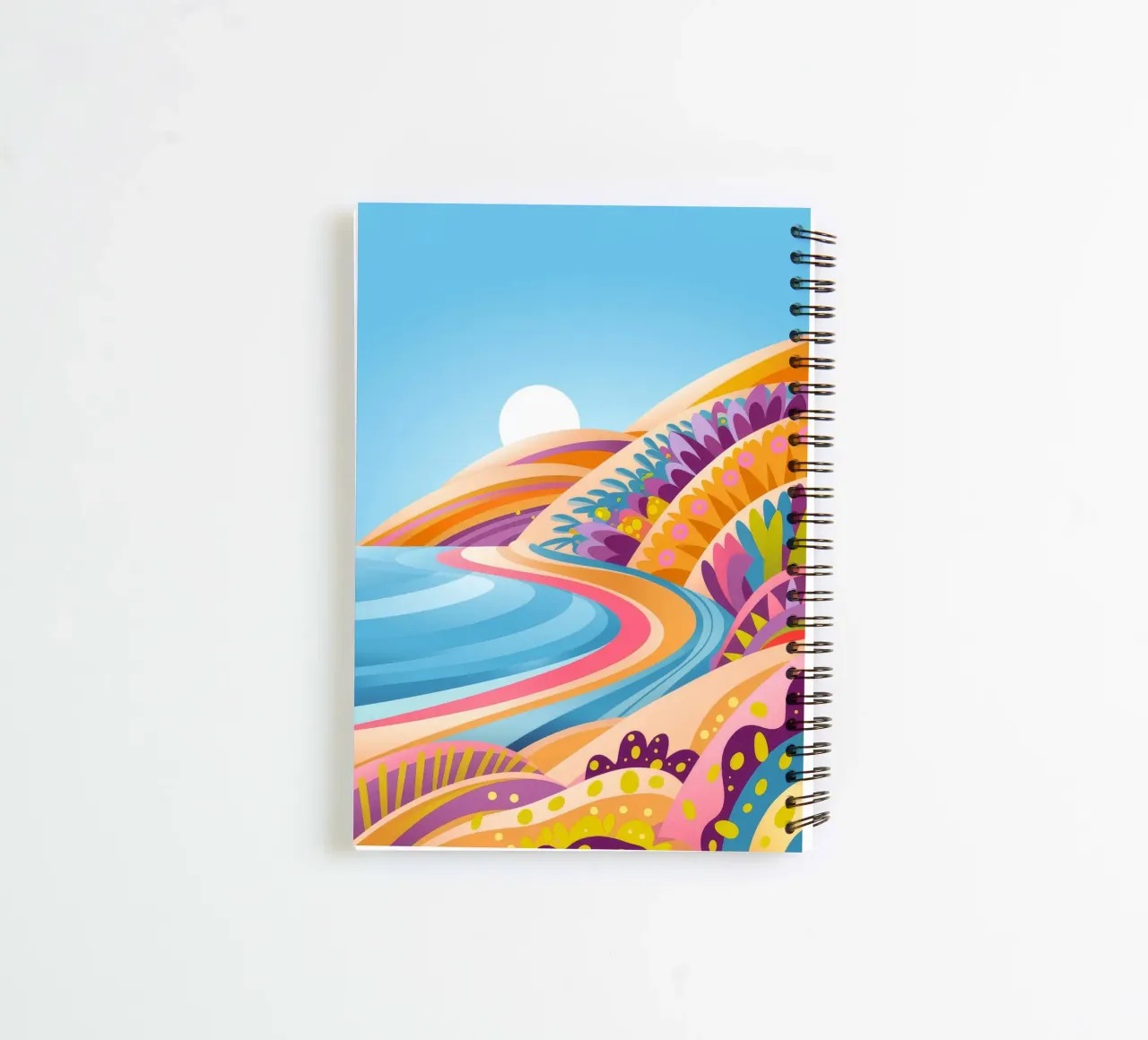 Colorful Coastal Waves spiral notebook by Veiled Canvas