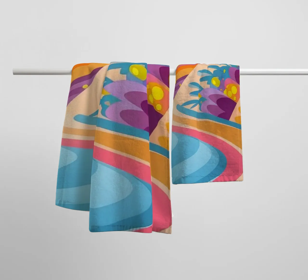 Colorful Coastal Waves towel by Veiled Canvas