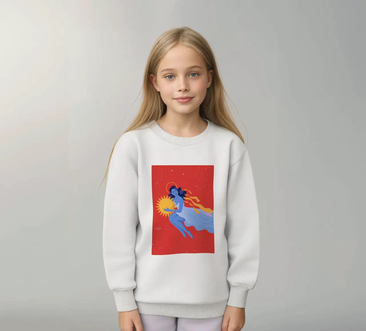 Abbraccio notturno celeste felpa bambino da Veiled Canvas