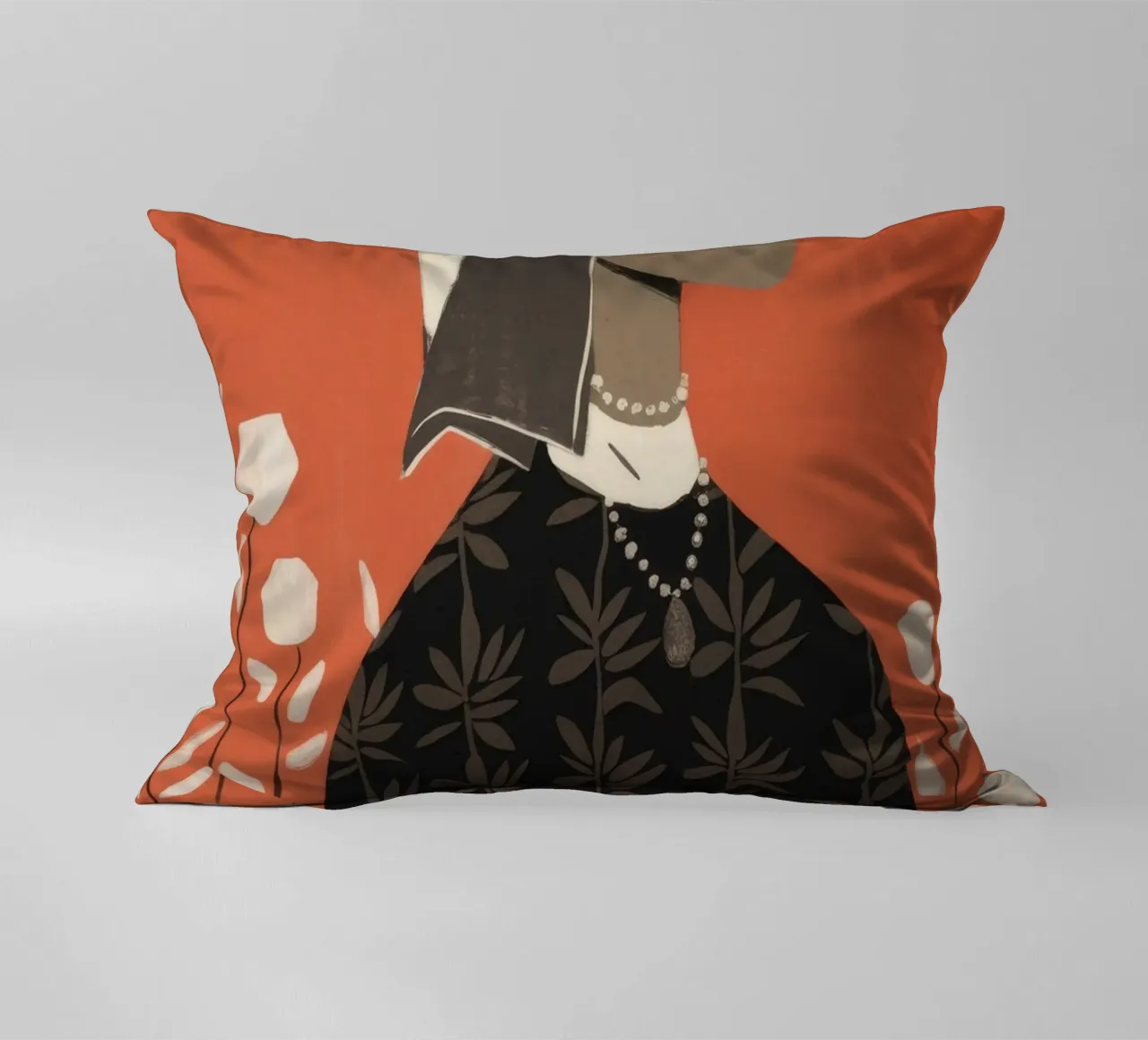 Contemplative Autumn Elegance decorative cushion by Veiled Canvas