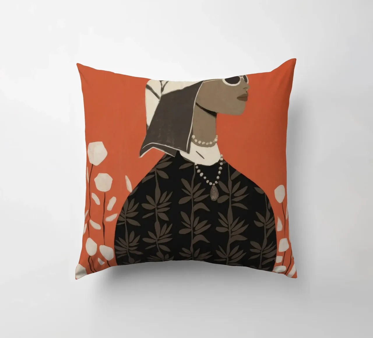 Contemplative Autumn Elegance decorative cushion by Veiled Canvas