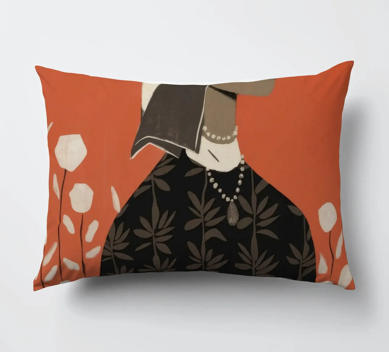 Contemplative Autumn Elegance decorative cushion by Veiled Canvas