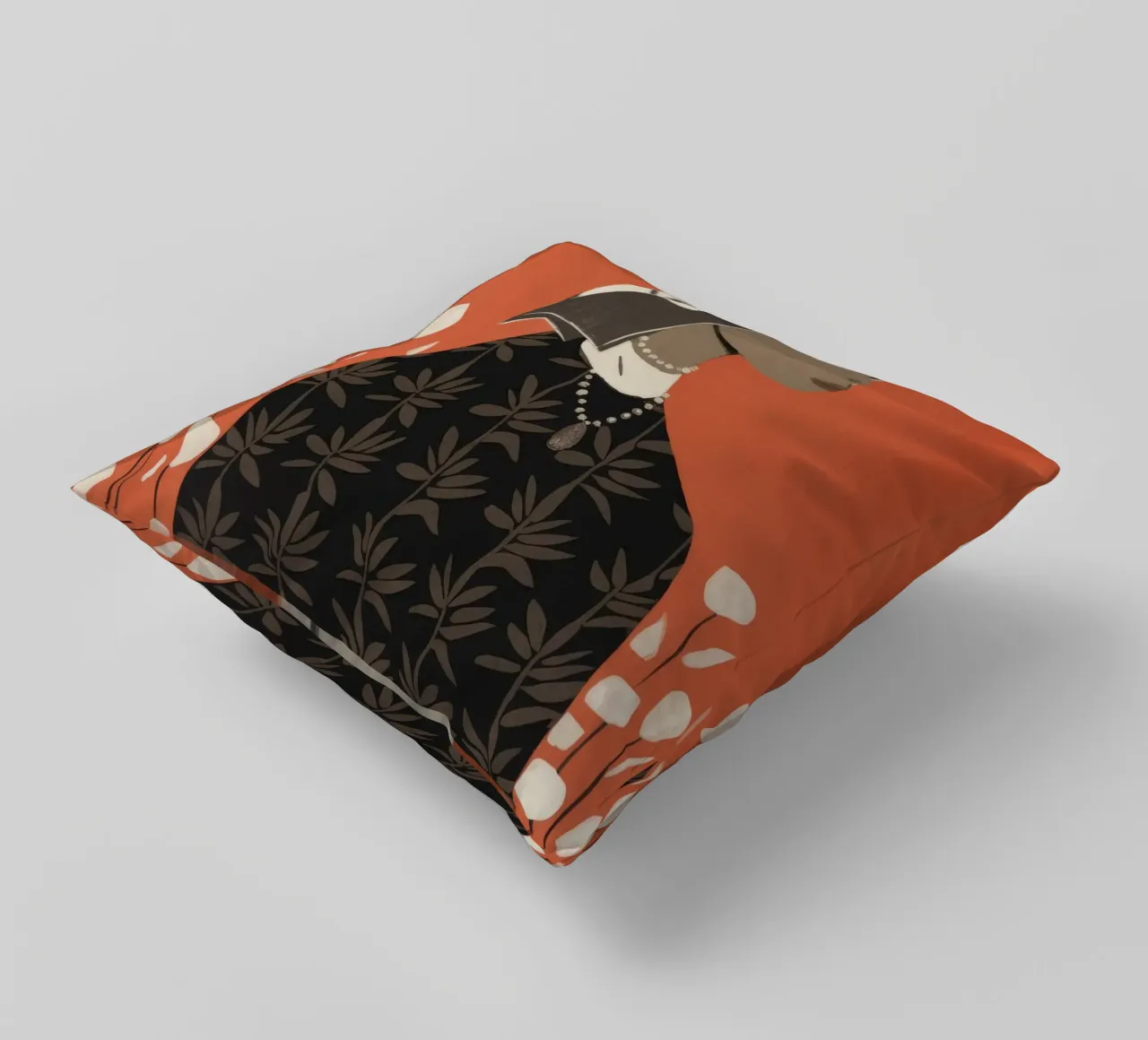 Contemplative Autumn Elegance decorative cushion by Veiled Canvas