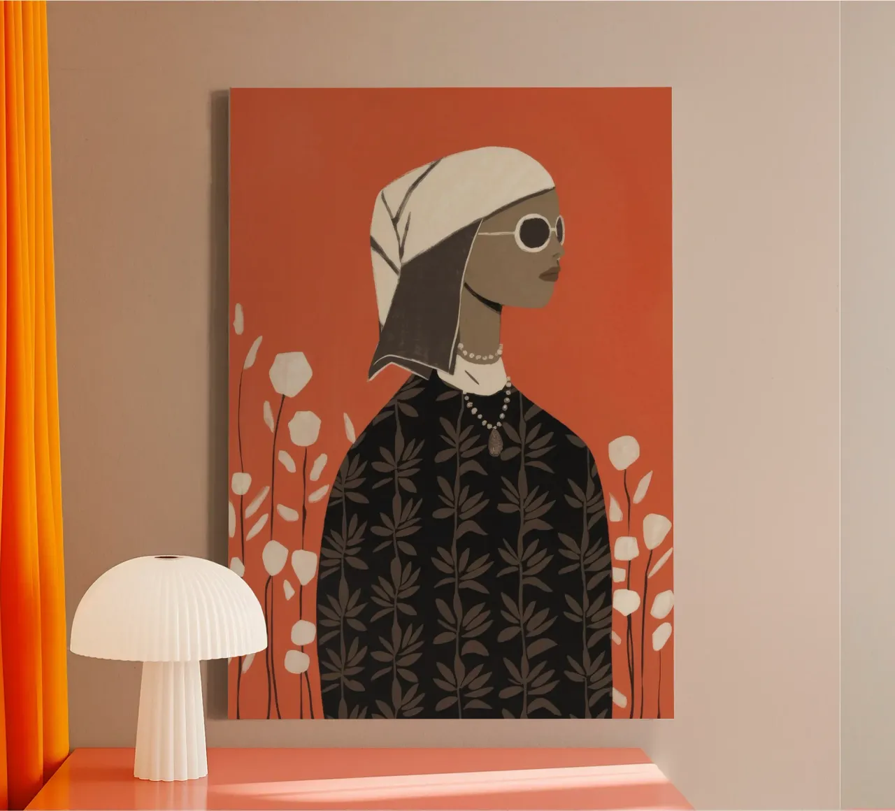 Contemplative Autumn Elegance canvas with Floater frame by Veiled Canvas