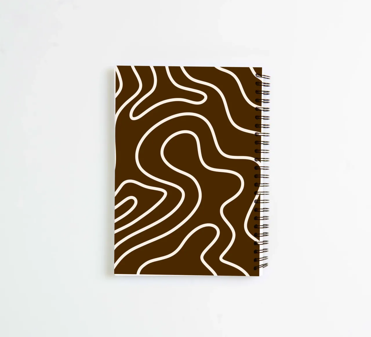 White Line Brown Background spiral notebook by MODERN NUANCE