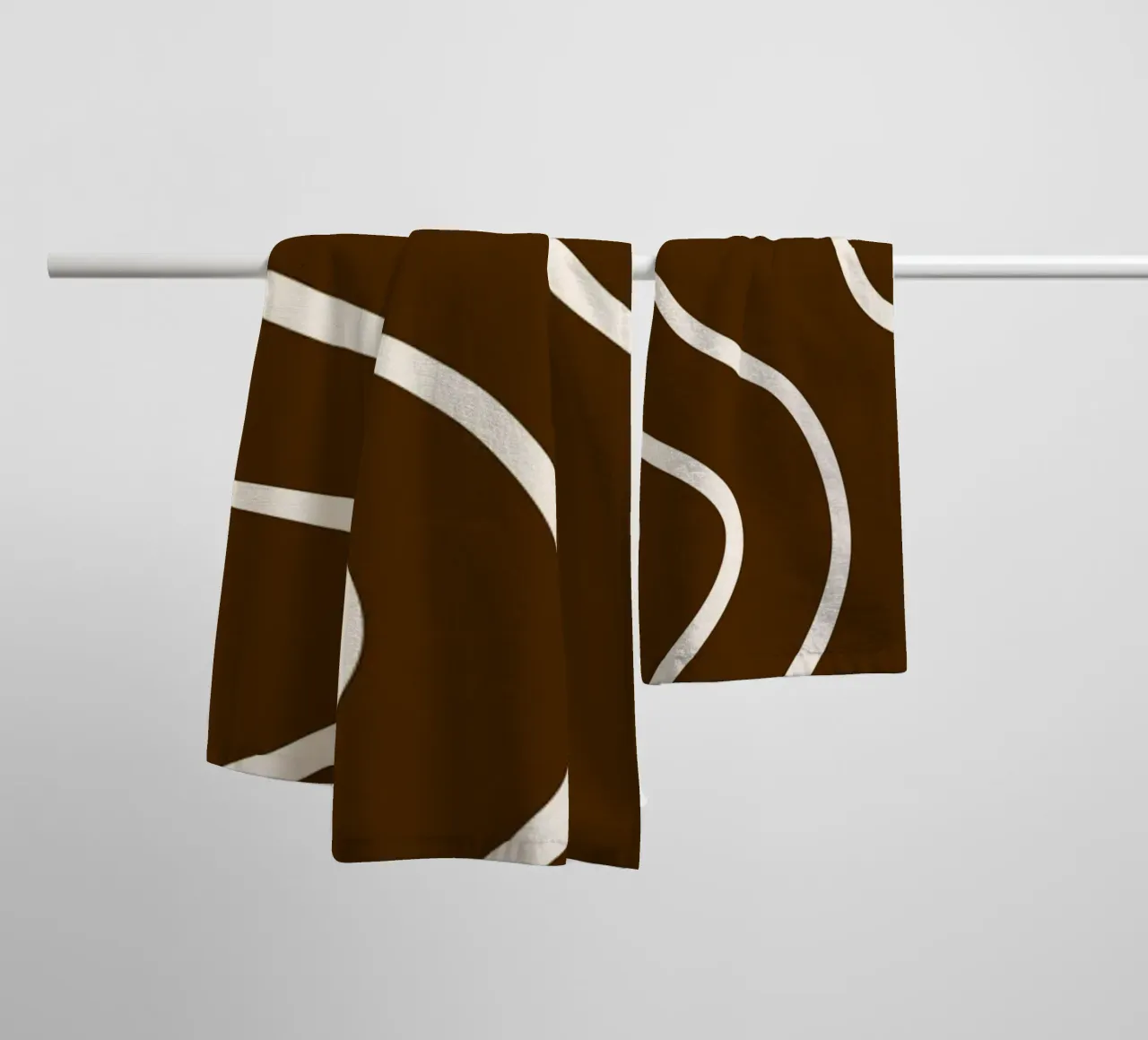 White Line Brown Background towel by MODERN NUANCE