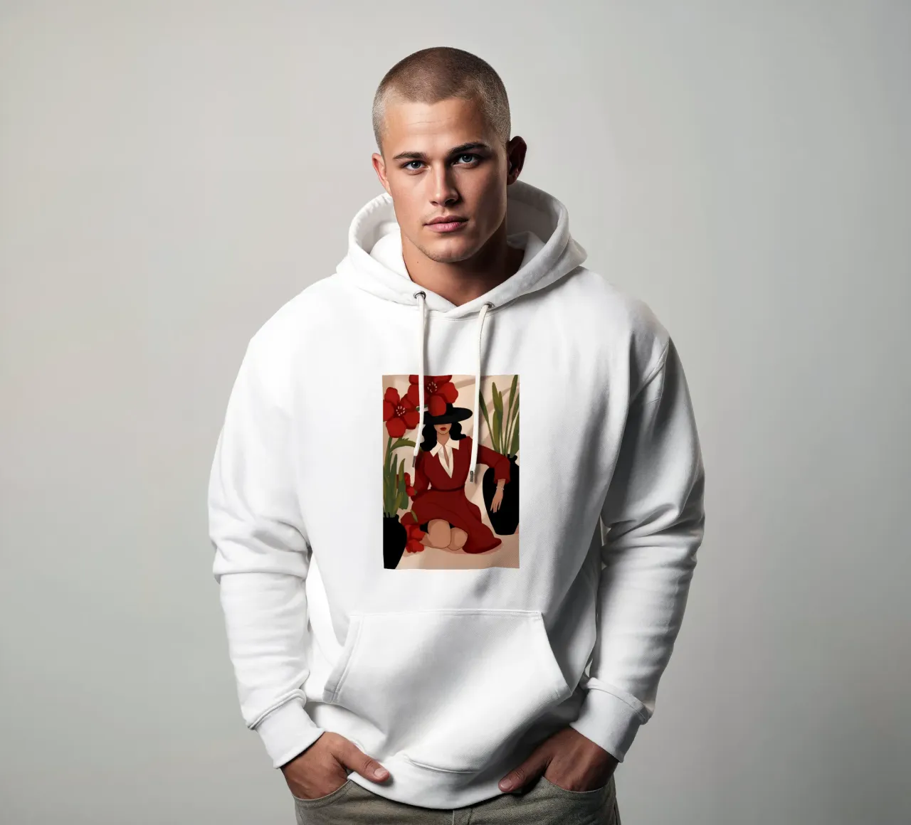 Rosso audace e sofisticato felpa con cappuccio da Veiled Canvas